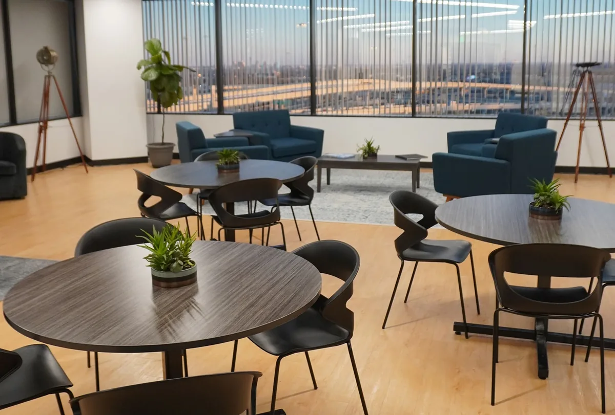 A San Antonio coworking lounge overlooking I-10, illustrating how consolidation is shaping the future of flexible workspace