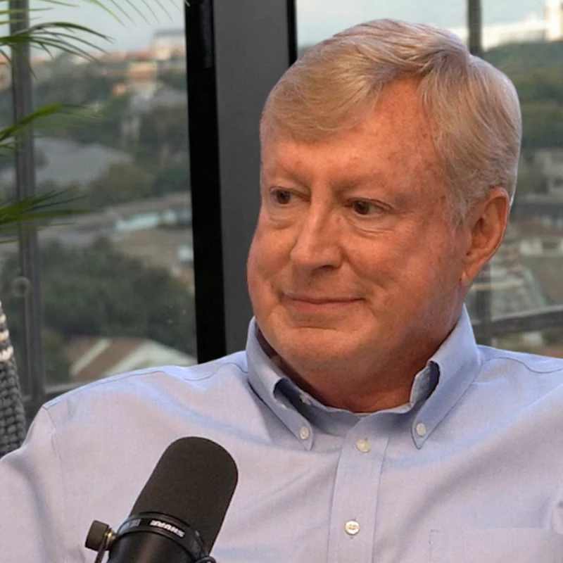 Jim Garrett, owner of Venture X San Antonio Northwest and SA Cowork, recording in the on-site podcast studio