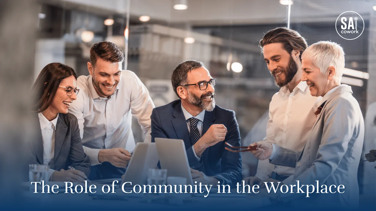 Members connecting at a San Antonio coworking space, showing the role of community in workplace motivation and wellbeing
