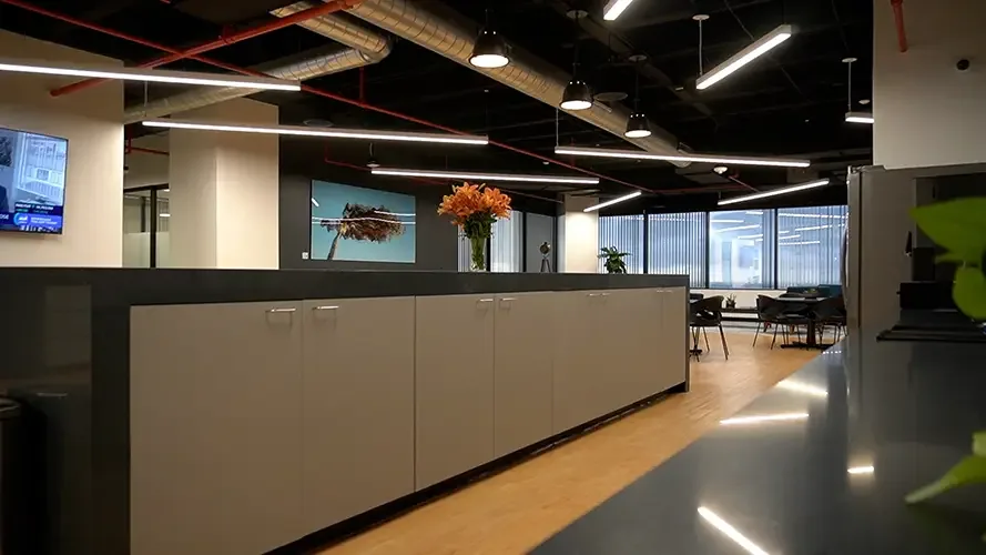 SA Cowork's community kitchen and artisan coffee bar, a shared amenity for San Antonio members